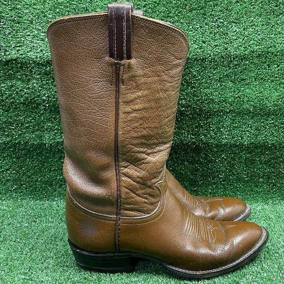 Tony Lama Shoes Vintage Tony Lama Cowboy Western Boots Black Label Brown Leather Mens Size